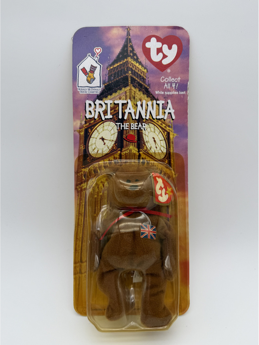 Vintage Ty Britannia The Bear Plush Toy McDonald's 1999 Limited Edition